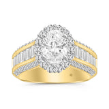 LADIES RING 3 3/4CT ROUND/EMERALD/OVAL DIAMOND 14K YELLOW GOLD (CENTER STONE OVAL DIAMOND 1 1/2CT )