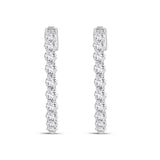 LADIES HOOP EARRINGS 2CT ROUND DIAMOND 14K WHITE GOLD