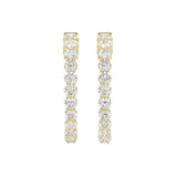 LADIES HOOP EARRINGS 2CT ROUND DIAMOND 14K YELLOW GOLD
