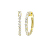 LADIES HOOP EARRINGS 2CT ROUND DIAMOND 14K YELLOW GOLD