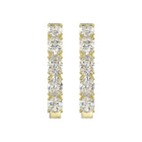 LADIES HOOP EARRINGS 2CT OVAL DIAMOND 14K YELLOW GOLD