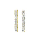 LADIES HOOP EARRINGS 2CT PRINCESS DIAMOND 14K YELLOW GOLD