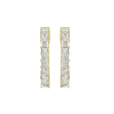 LADIES HOOP EARRINGS 2CT PRINCESS DIAMOND 14K YELLOW GOLD