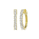LADIES HOOP EARRINGS 2CT PRINCESS DIAMOND 14K YELLOW GOLD