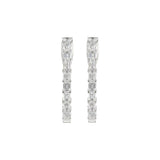 LADIES HOOP EARRINGS 2CT EMERALD DIAMOND 14K WHITE GOLD