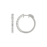 LADIES HOOP EARRINGS 2CT EMERALD DIAMOND 14K WHITE GOLD