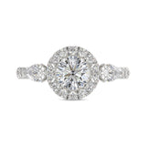 LADIES RING 2CT ROUND/PEAR DIAMOND 14K WHITE GOLD (CENTER STONE ROUND DIAMOND 1CT )