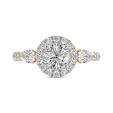 LADIES RING 2CT ROUND/PEAR DIAMOND 14K YELLOW GOLD (CENTER STONE ROUND DIAMOND 1CT )