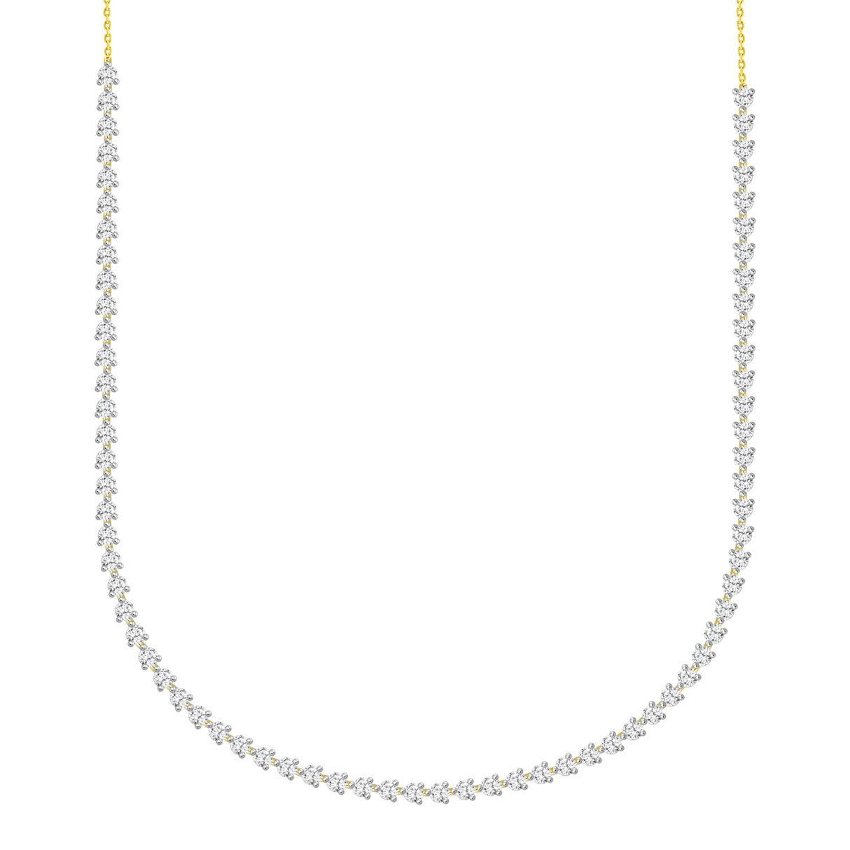 LADIES NECKLACE 7CT ROUND DIAMOND 14K YELLOW GOLD