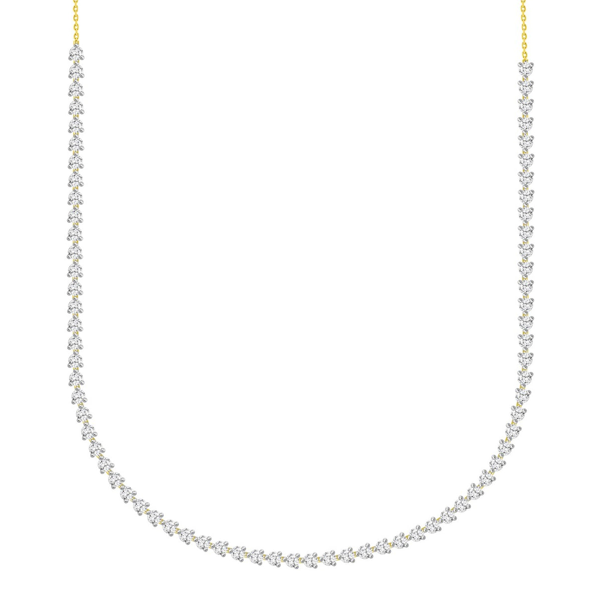LADIES NECKLACE 7CT ROUND DIAMOND 14K YELLOW GOLD