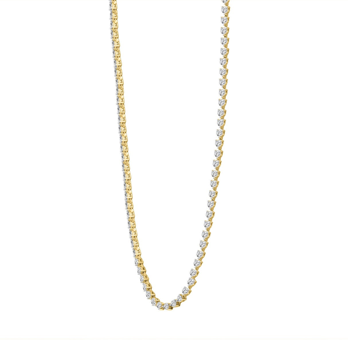LADIES NECKLACE 7CT ROUND DIAMOND 14K YELLOW GOLD