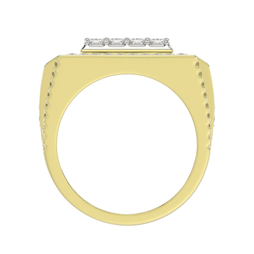 MEN'S RING 2CT ROUND/EMERALD DIAMOND 14K YELLOW GOLD