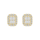 14K YELLOW GOLD 1 1/2CT ROUND/EMERALD DIAMOND MEN'S EARRINGS 