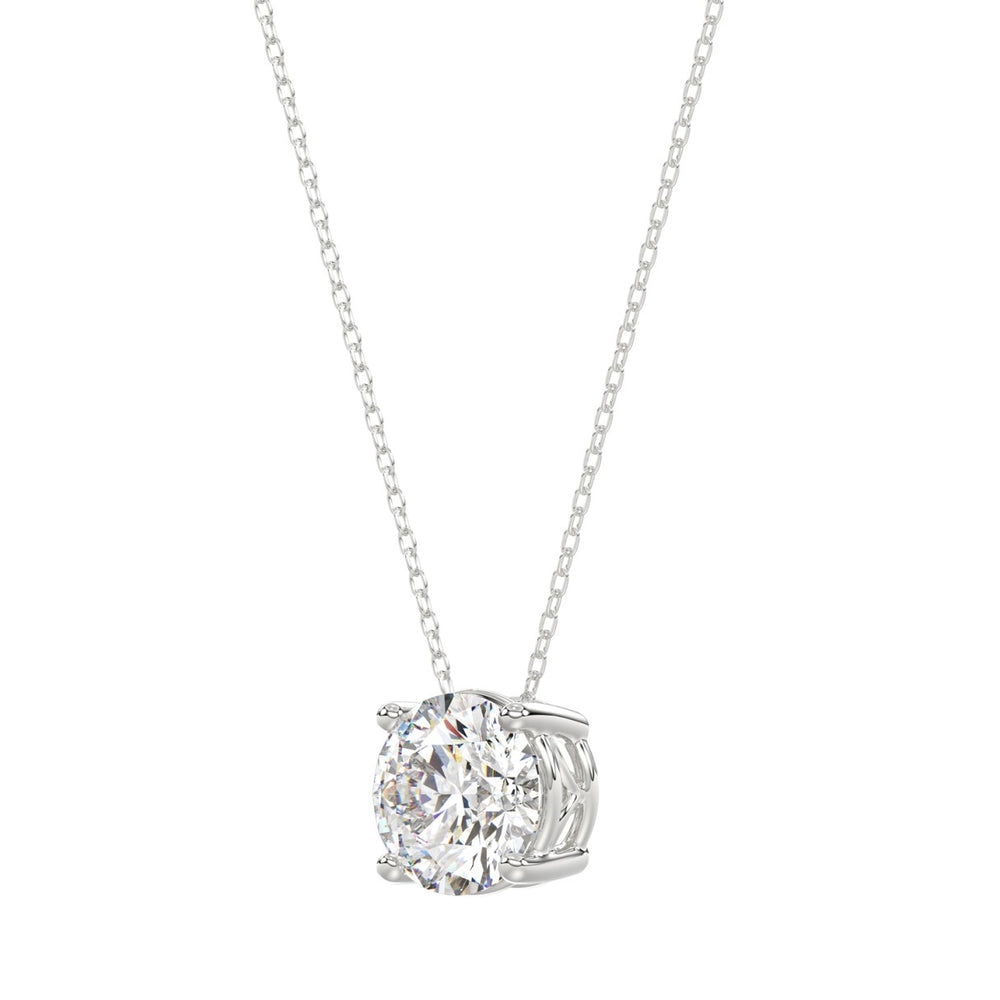 14K WHITE GOLD 1.00CT ROUND DIAMOND LADIES SOLITAIRE PENDANT WITH UNDER-PASS CHAIN (CENTER STONE ROUND DIAMOND 1CT)