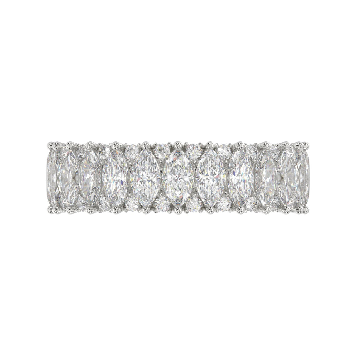 14K WHITE GOLD 1 1/2CT ROUND/MARQUISE DIAMOND LADIES BAND