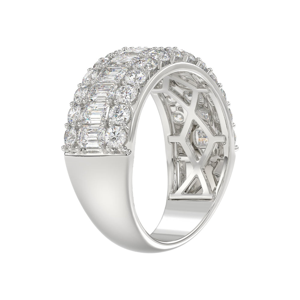 14K WHITE GOLD 2 1/2CT ROUND/EMERALD DIAMOND LADIES BAND