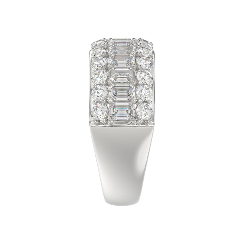 14K WHITE GOLD 2 1/2CT ROUND/EMERALD DIAMOND LADIES BAND