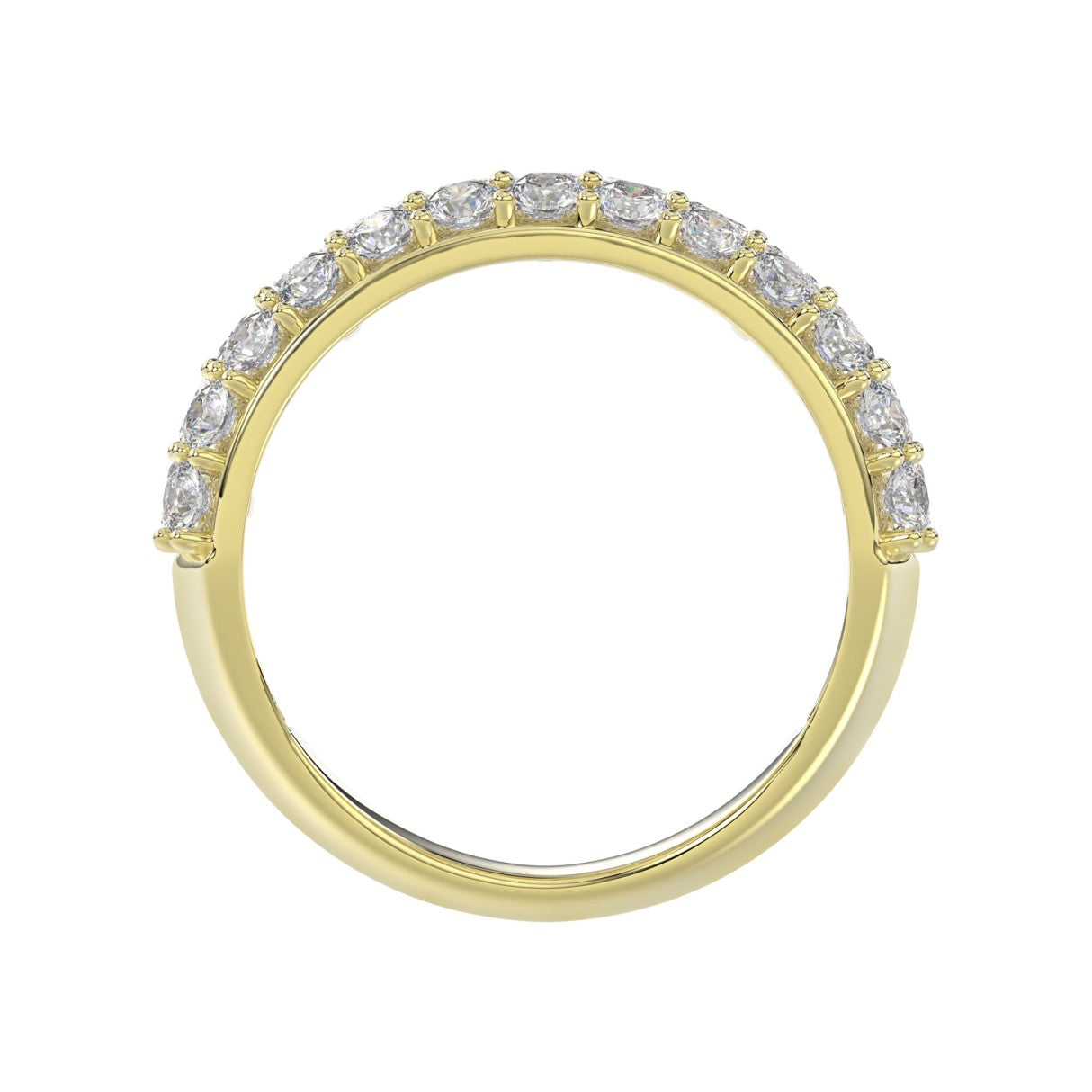 14K YELLOW GOLD 2 1/2CT ROUND/EMERALD DIAMOND LADIES BAND