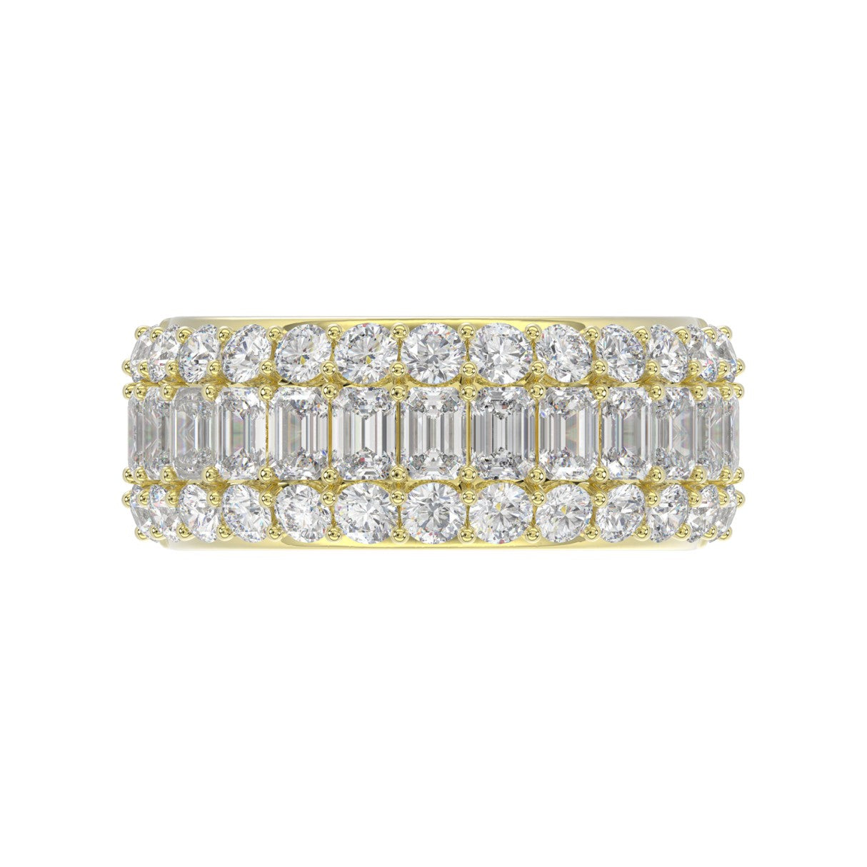 14K YELLOW GOLD 2 1/2CT ROUND/EMERALD DIAMOND LADIES BAND
