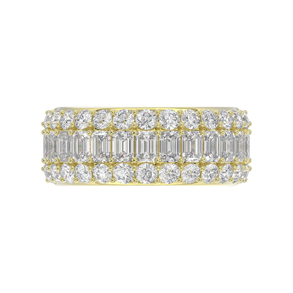 14K YELLOW GOLD 2 1/2CT ROUND/EMERALD DIAMOND LADIES BAND