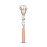 14K ROSE GOLD 1 3/4CT ROUND/MARQUISE DIAMOND LADIES RING (CENTER STONE ROUND DIAMOND 1CT )