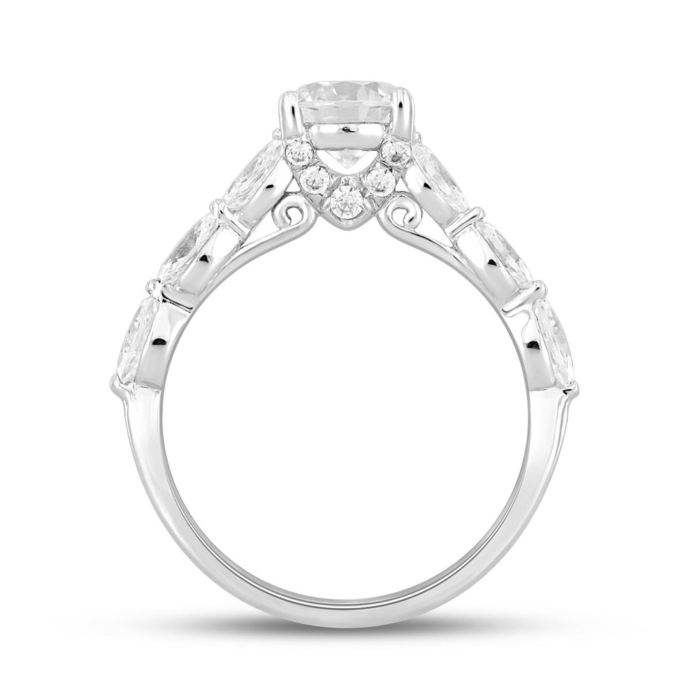 14K WHITE GOLD 1 3/4CT ROUND/MARQUISE DIAMOND LADIES RING (CENTER STONE ROUND DIAMOND 1CT )