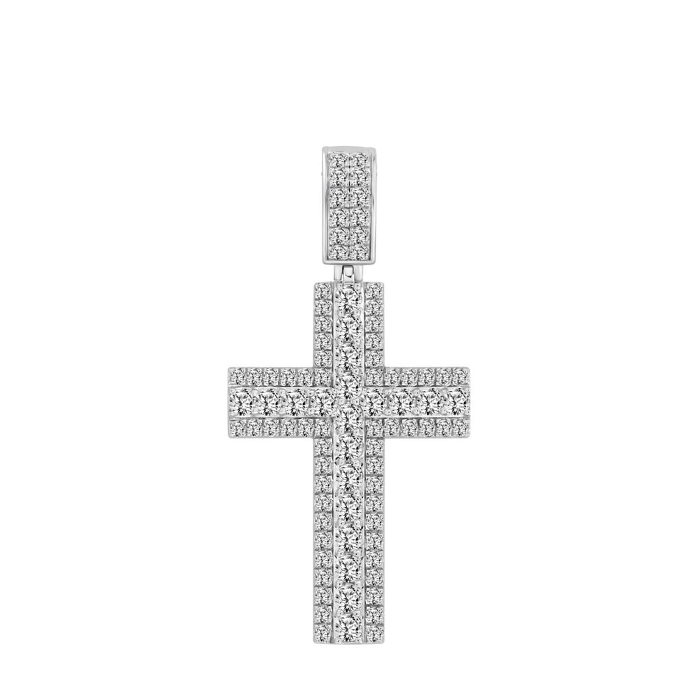 MEN'S CHARM PENDANT 4CT ROUND DIAMOND 14K WHITE GOLD