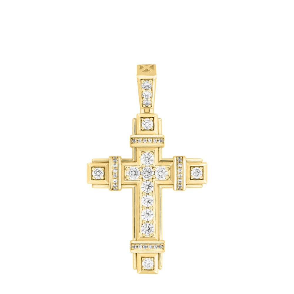 14K YELLOW GOLD 2 1/2CT ROUND DIAMOND MEN'S PENDANT
