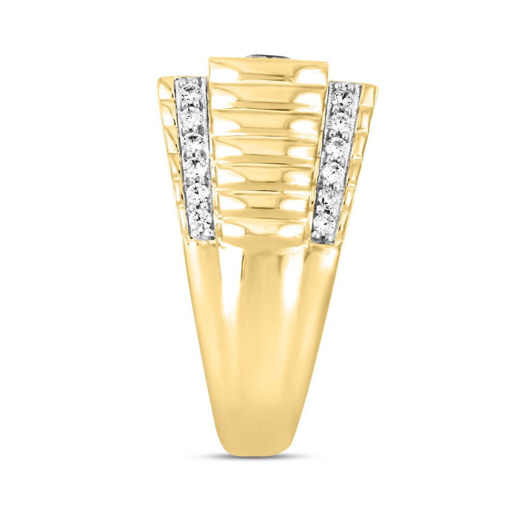 MEN'S RING 3CT ROUND/PRINCESS DIAMOND 14K YELLOW GOLD