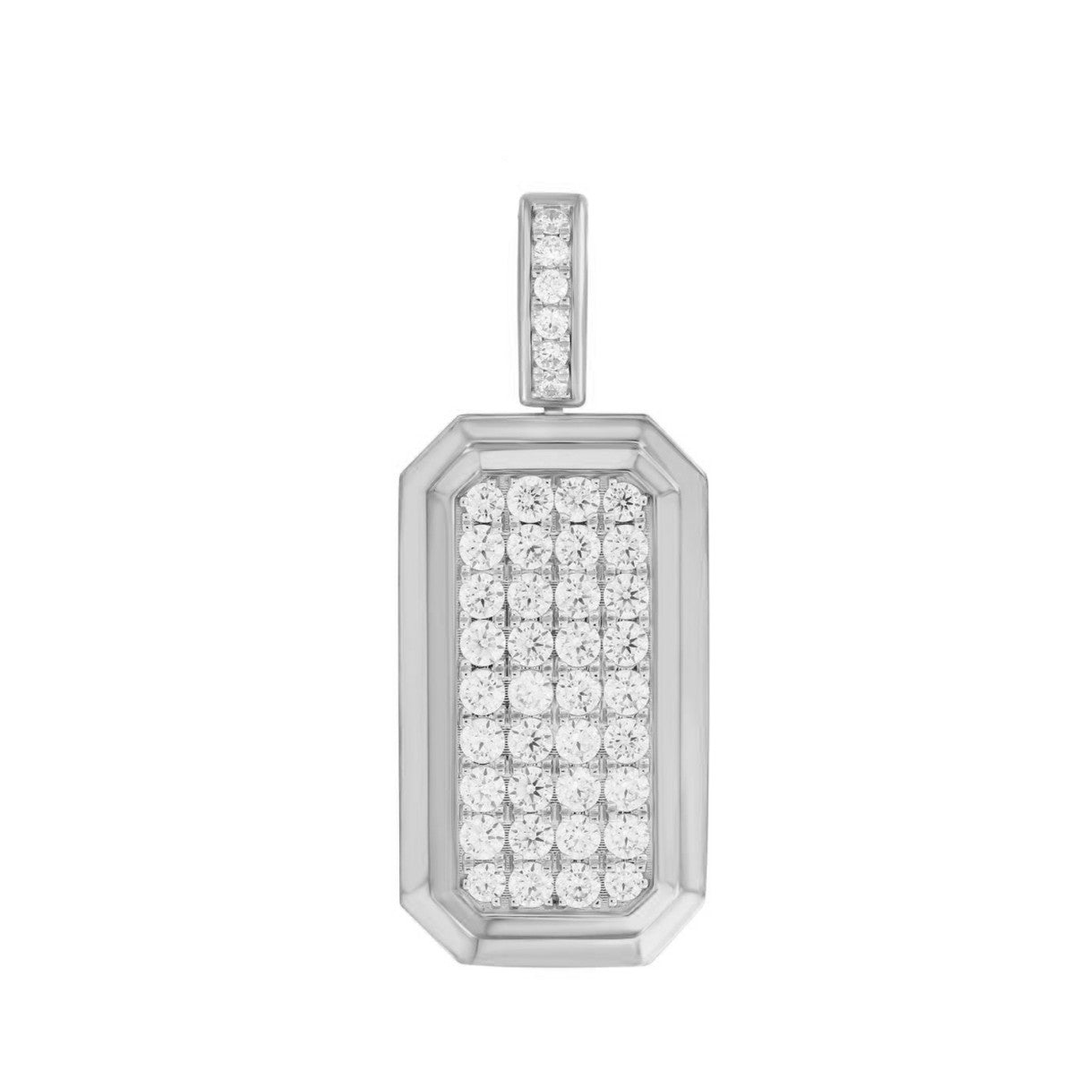 14K WHITE GOLD 4CT ROUND DIAMOND MEN'S PENDANT