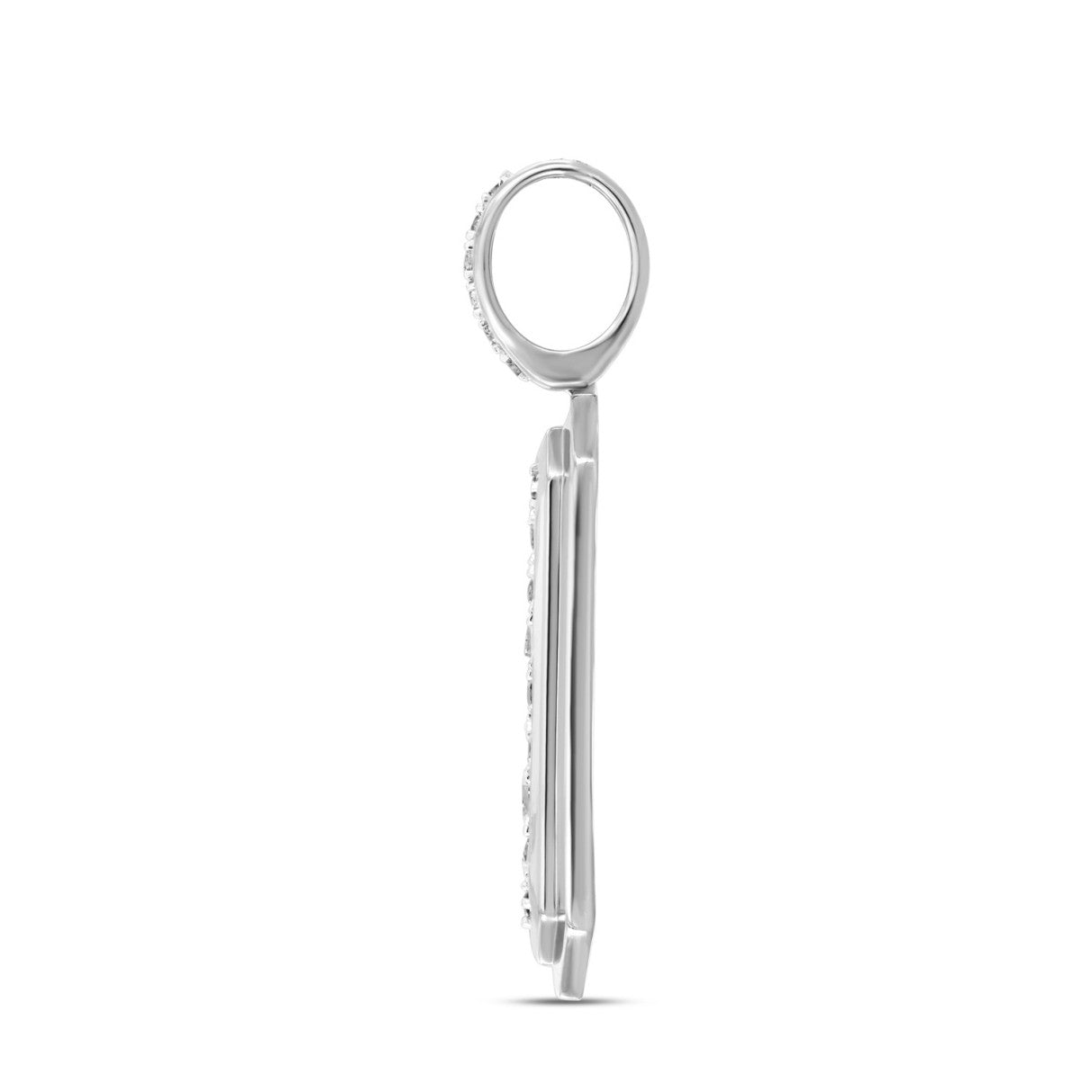 14K WHITE GOLD 4CT ROUND DIAMOND MEN'S PENDANT