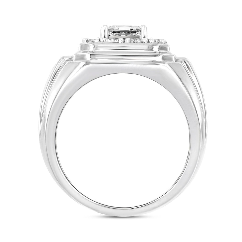 MEN'S RING 2CT ROUND/PRINCESS DIAMOND 14K WHITE GOLD (CENTER STONE PRINCESS DIAMOND 1CT )