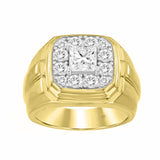 MEN'S RING 2CT ROUND/PRINCESS DIAMOND 14K YELLOW GOLD (CENTER STONE PRINCESS DIAMOND 1CT )