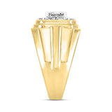 MEN'S RING 2CT ROUND/PRINCESS DIAMOND 14K YELLOW GOLD (CENTER STONE PRINCESS DIAMOND 1CT )