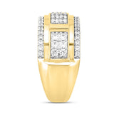 MEN'S RING 1 1/4CT ROUND DIAMOND 14K YELLOW GOLD