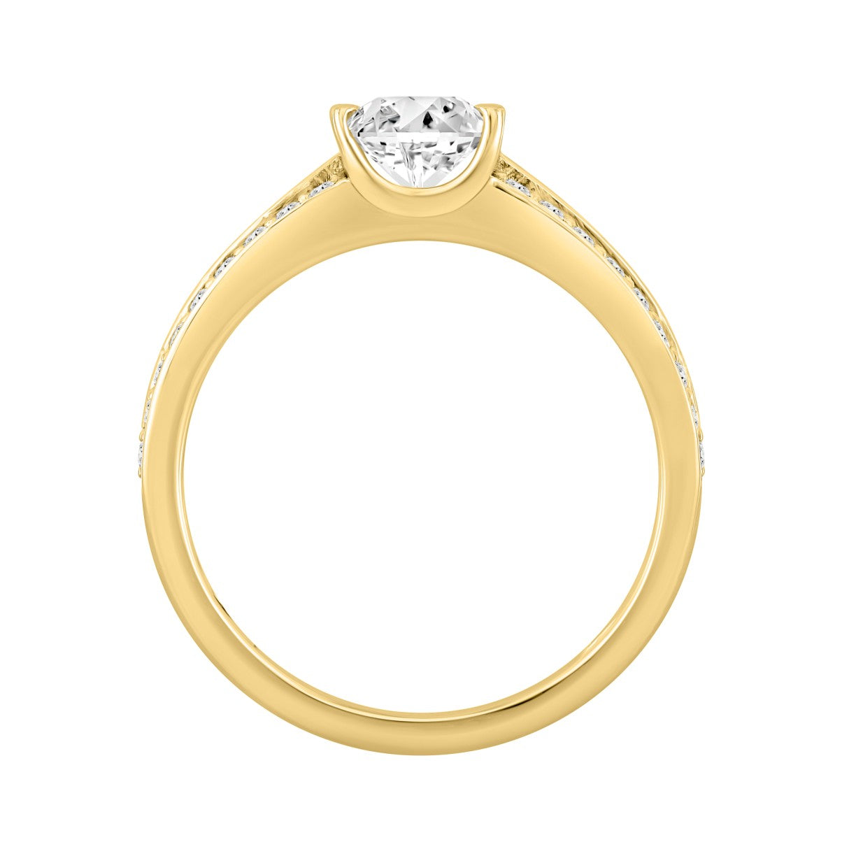 MEN'S RING 2CT ROUND/EMERALD DIAMOND 14K YELLOW GOLD (CENTER STONE EMERALD DIAMOND 1 1/2CT )