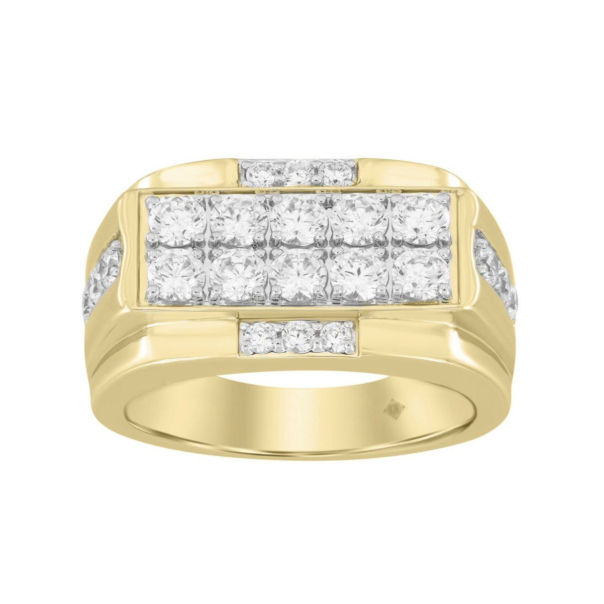 MEN'S RING 1 3/4CT ROUND DIAMOND 14K YELLOW GOLD