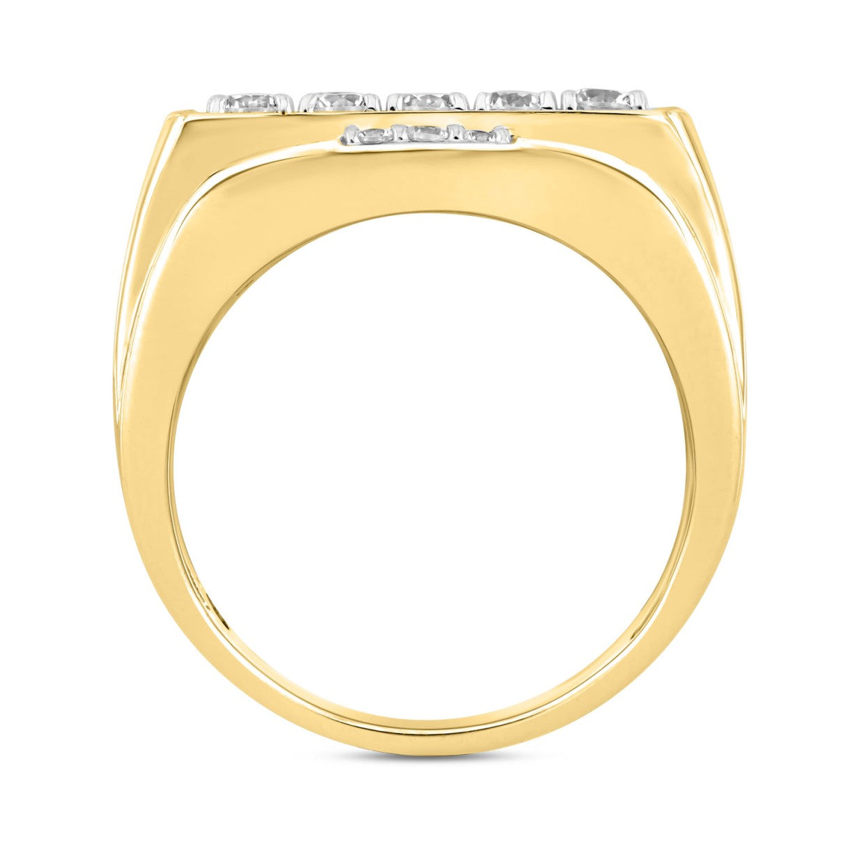 MEN'S RING 1 3/4CT ROUND DIAMOND 14K YELLOW GOLD