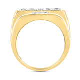 MEN'S RING 1 3/4CT ROUND DIAMOND 14K YELLOW GOLD