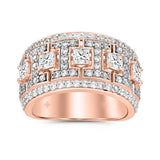 MEN'S RING 2 1/3CT ROUND/PRINCESS DIAMOND 14K ROSE GOLD