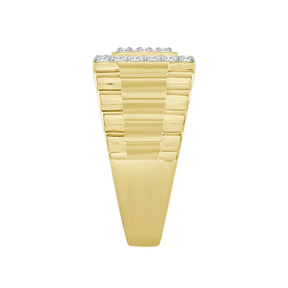 MEN'S RING 1 1/2CT ROUND DIAMOND 14K YELLOW GOLD