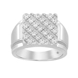 MEN'S RING 1CT ROUND DIAMOND 14K WHITE GOLD