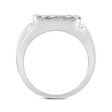 MEN'S RING 1CT ROUND DIAMOND 14K WHITE GOLD