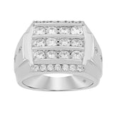 MEN'S RING 2CT ROUND DIAMOND 14K WHITE GOLD