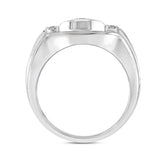 MEN'S RING 1CT ROUND DIAMOND 14K WHITE GOLD