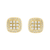 14K YELLOW GOLD 3 /4CT ROUND DIAMOND MEN'S EARRINGS 