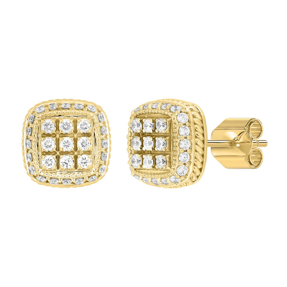 14K YELLOW GOLD 3 /4CT ROUND DIAMOND MEN'S EARRINGS 