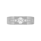 MEN'S RING 1CT ROUND DIAMOND 14K WHITE GOLD (CENTER STONE ROUND DIAMOND 3/4CT )