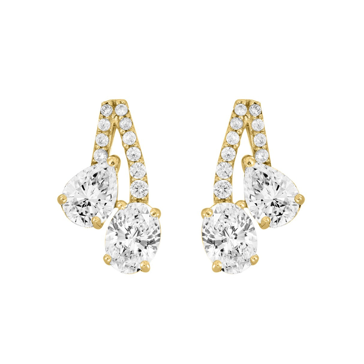 14K YELLOW GOLD 2 1/2CT ROUND/OVAL/PEAR DIAMOND LADIES EARRINGS 