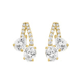 14K YELLOW GOLD 2 1/2CT ROUND/OVAL/PEAR DIAMOND LADIES EARRINGS 
